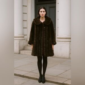 Classic Brown Faux Fur Coat - Women